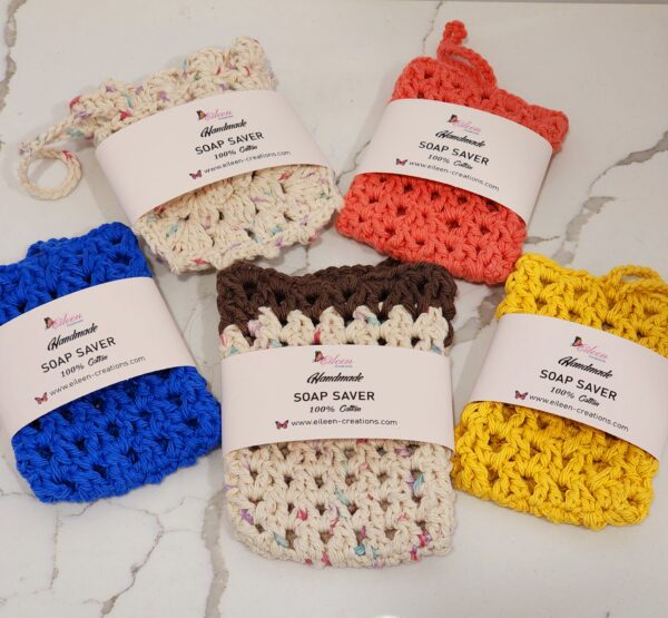 Bolsa ahorradora de jabón tejida a mano de algodón.